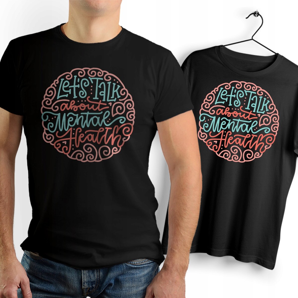 Koszulka Męska Czarna dla Psychologa Bawełniana T-shirt Trwały Nadruk