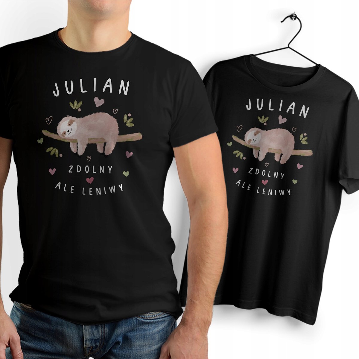 Koszulka Męska Czarna Dla Juliana T-Shirt Podkoszulek Nadruk Na Prezent