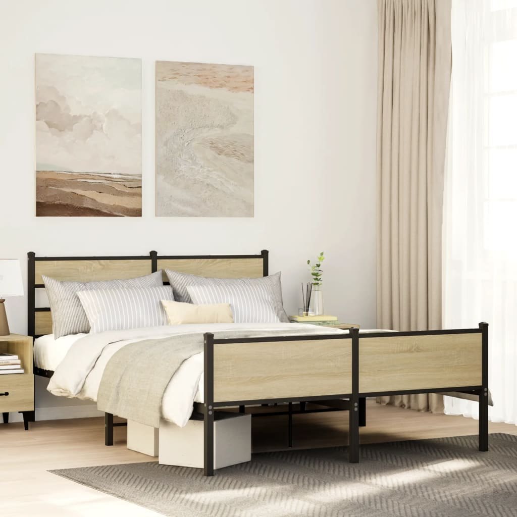 Łóżko bez materaca, dąb sonoma, 137x190 cm Lumarko!