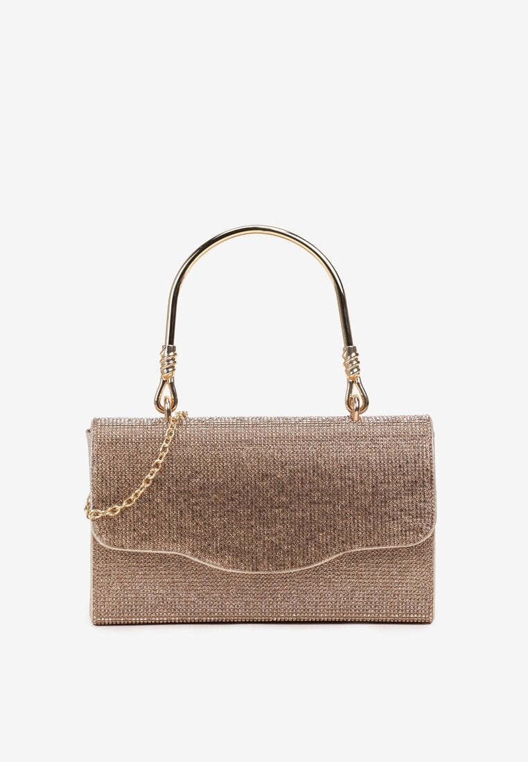 Złota Mała Torebka z Rączką i Łańcuszkiem na Magnes z Cyrkoniami Fanatia