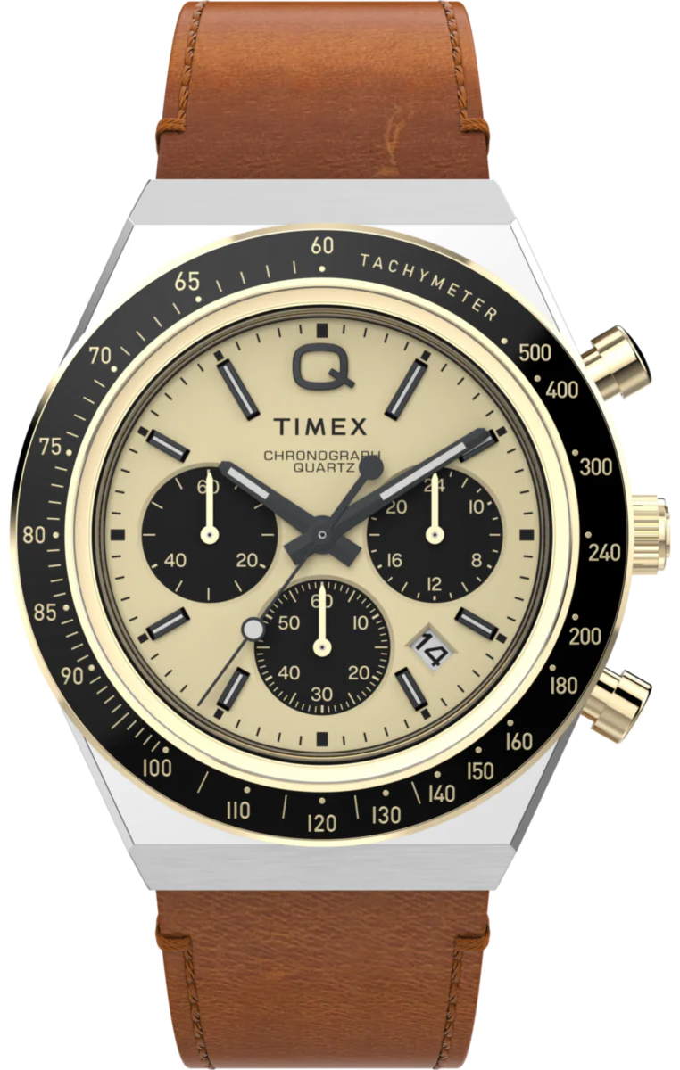 Zegarek Timex TW2W64400 Q Timex Chronograph 40mm Brown Leather Strap