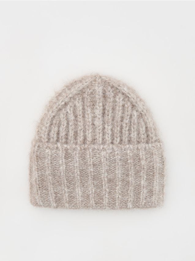 Reserved - Czapka beanie z domieszką wełny - brązowy