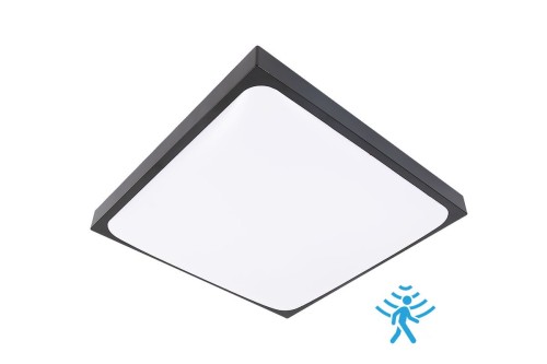 Luvo D29,5 plafon kwadrat z czujnikiem ruchu 2xE27/IP44 czarny