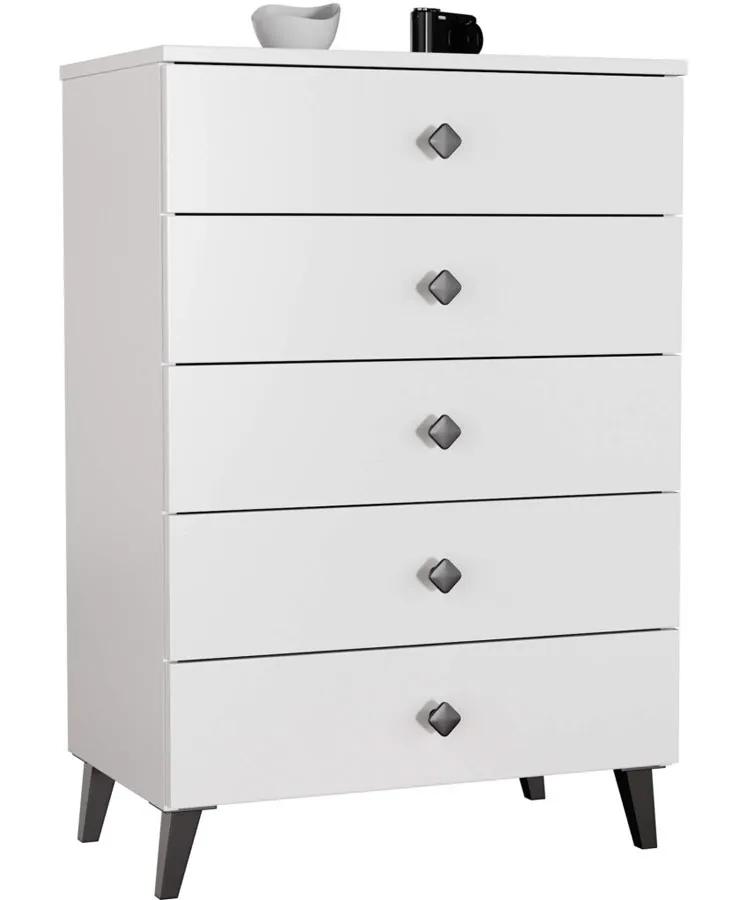Biała Komoda Z Szufladami Na Nóżkach P2-S52