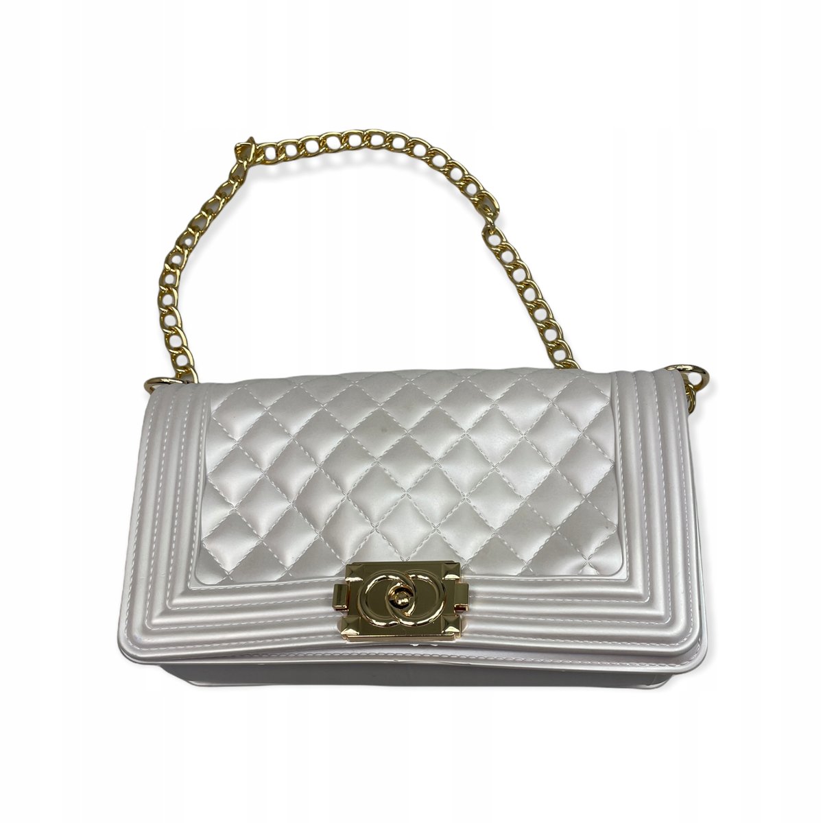 Elegancka jasna mała torebka damska pasek