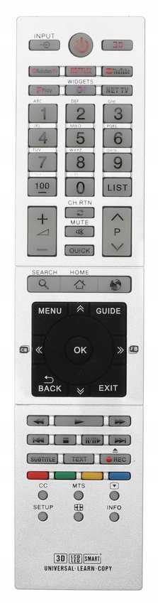 PILOT Do TV Telewizora TOSHIBA LED LCD 3D SMART Netflix Youtube 1625