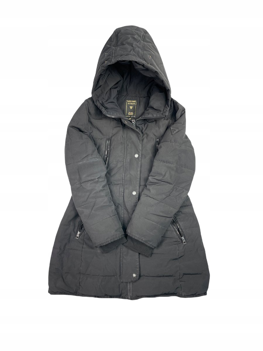 Długa ciepła czarna kurtka damska Guess L