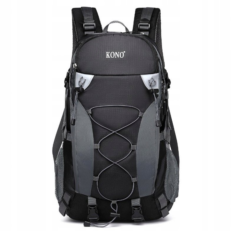 Duży Plecak Męski do Pracy A4 Czarny Szary Wodoodporny Pojemny 40L Wolfor