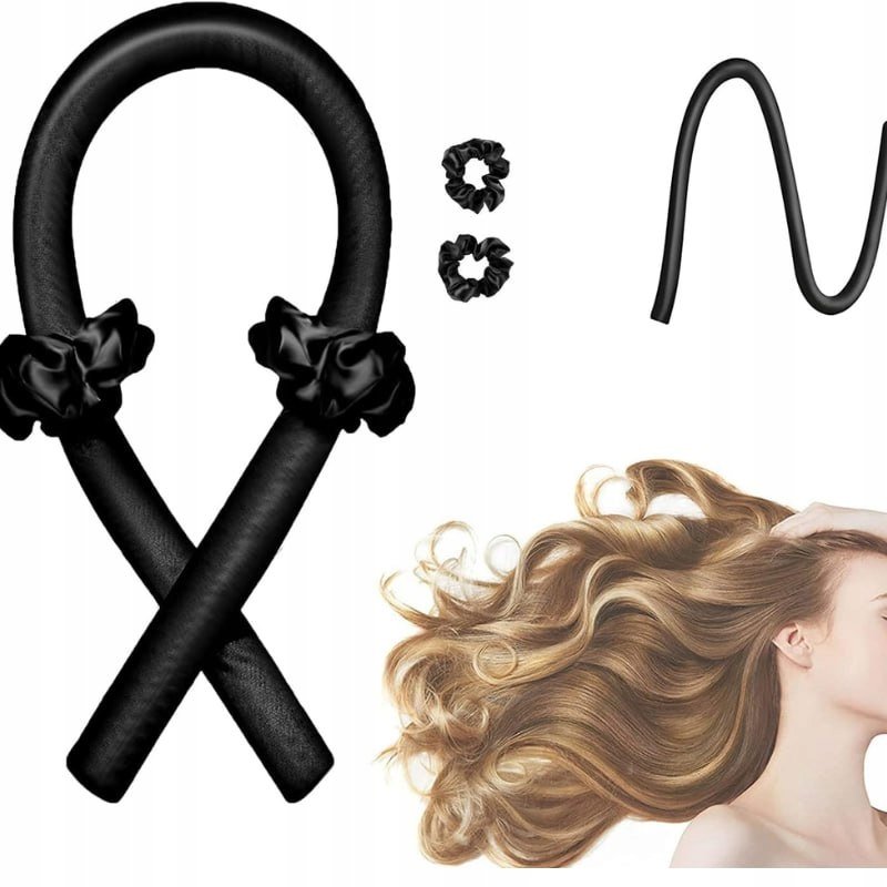 Wałek do KRĘCENIA Włosów LOKÓW Papiloty Lokówka ZESTAW Spinka Gumki CZARNY