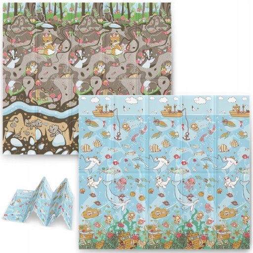 MATA PIANKOWA EDUKACYJNA DLA DZIECI PUZZLE DWUSTRONNA SKŁADANA DUŻA 200X180