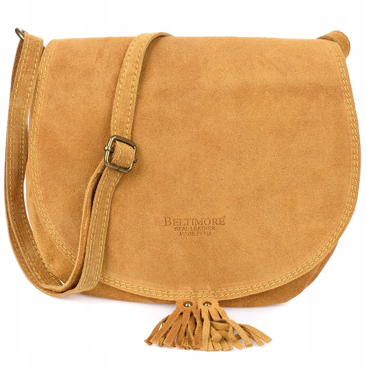 Torebka skórzana Damska Zamszowa Listonoszka Mała retro podkówka skóra