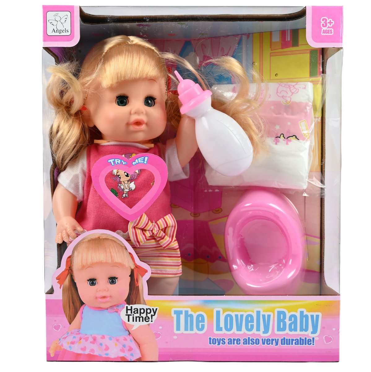 LALKA JAK ŻYWA DZIEWCZYNKA BLONDYNKA NOCNIK PIELUCHA ZAMYKA OCZY ŚMIEJE SIĘ