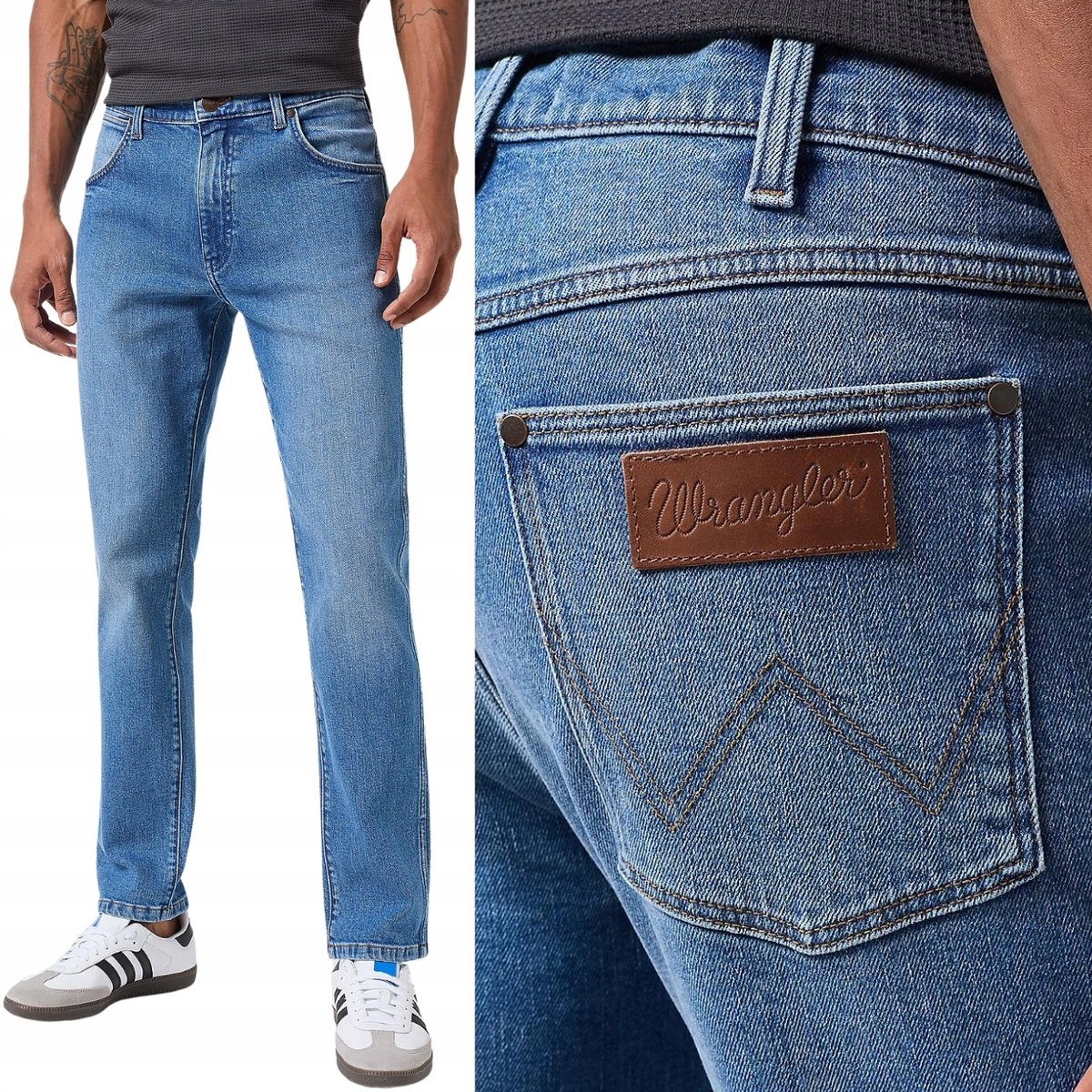 Wrangler LARSTON SLIM TAPERED Garner ZWĘŻANE BLUE DżINS W30 L34