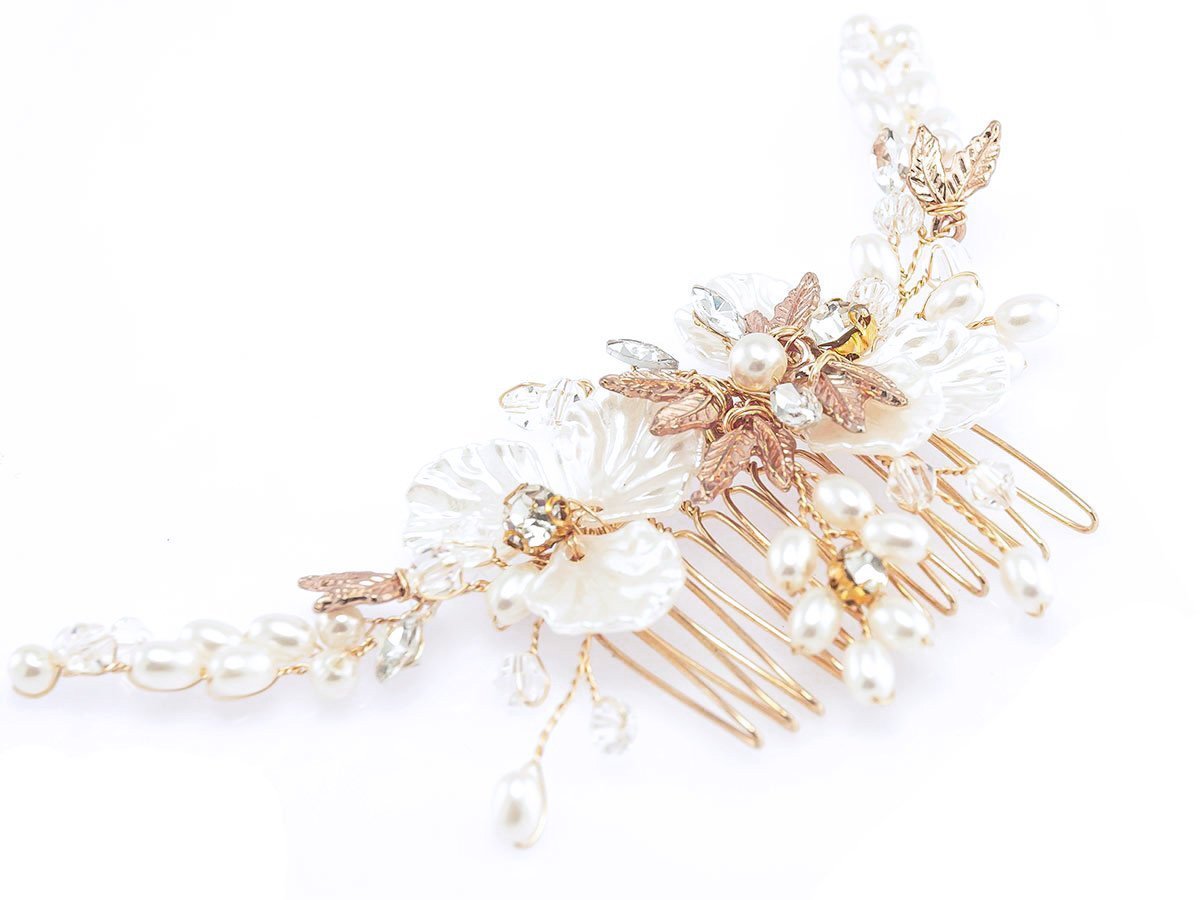 OZDOBA DO WŁOSÓW grzebyk ŚLUBNA perełki BIAŁA ślub