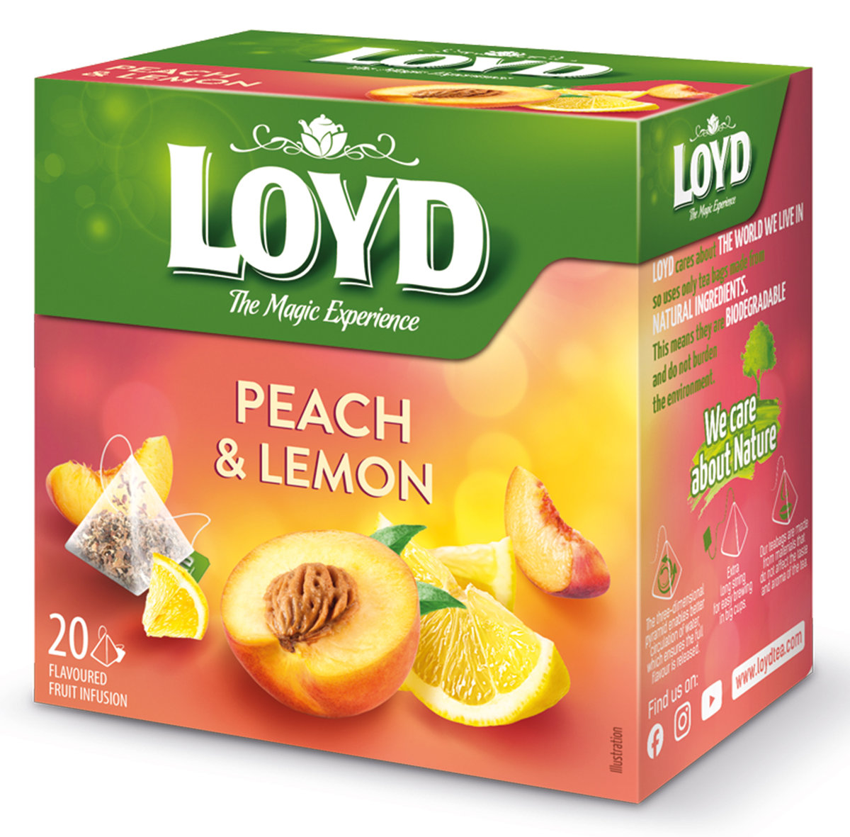 Ekspresowa Herbatka Owocowa Brzoskwinia i Cytryna Loyd 20T BIO TOrebki
