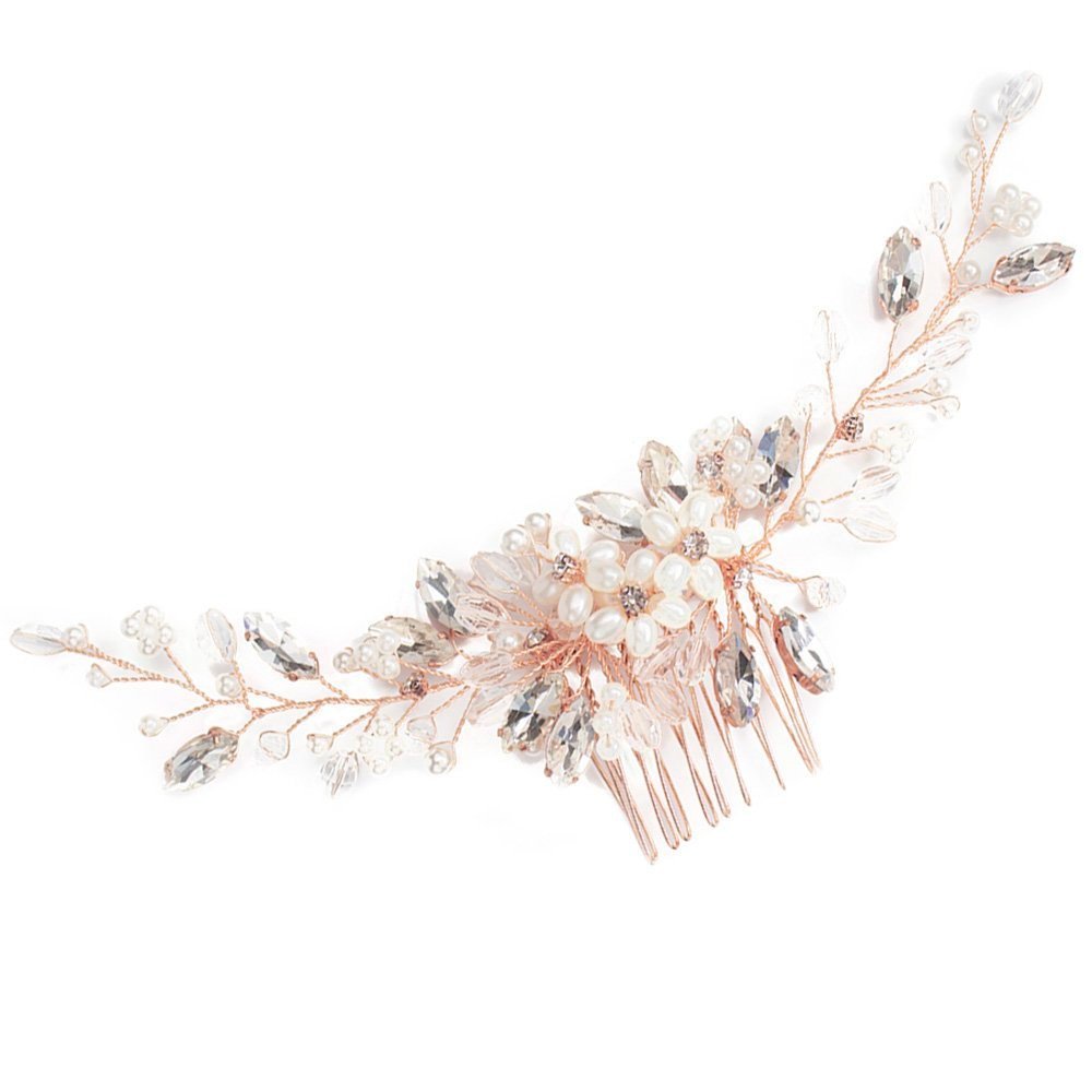 OZDOBA ŚLUBNA do włosów GRZEBYK perełki kryształki