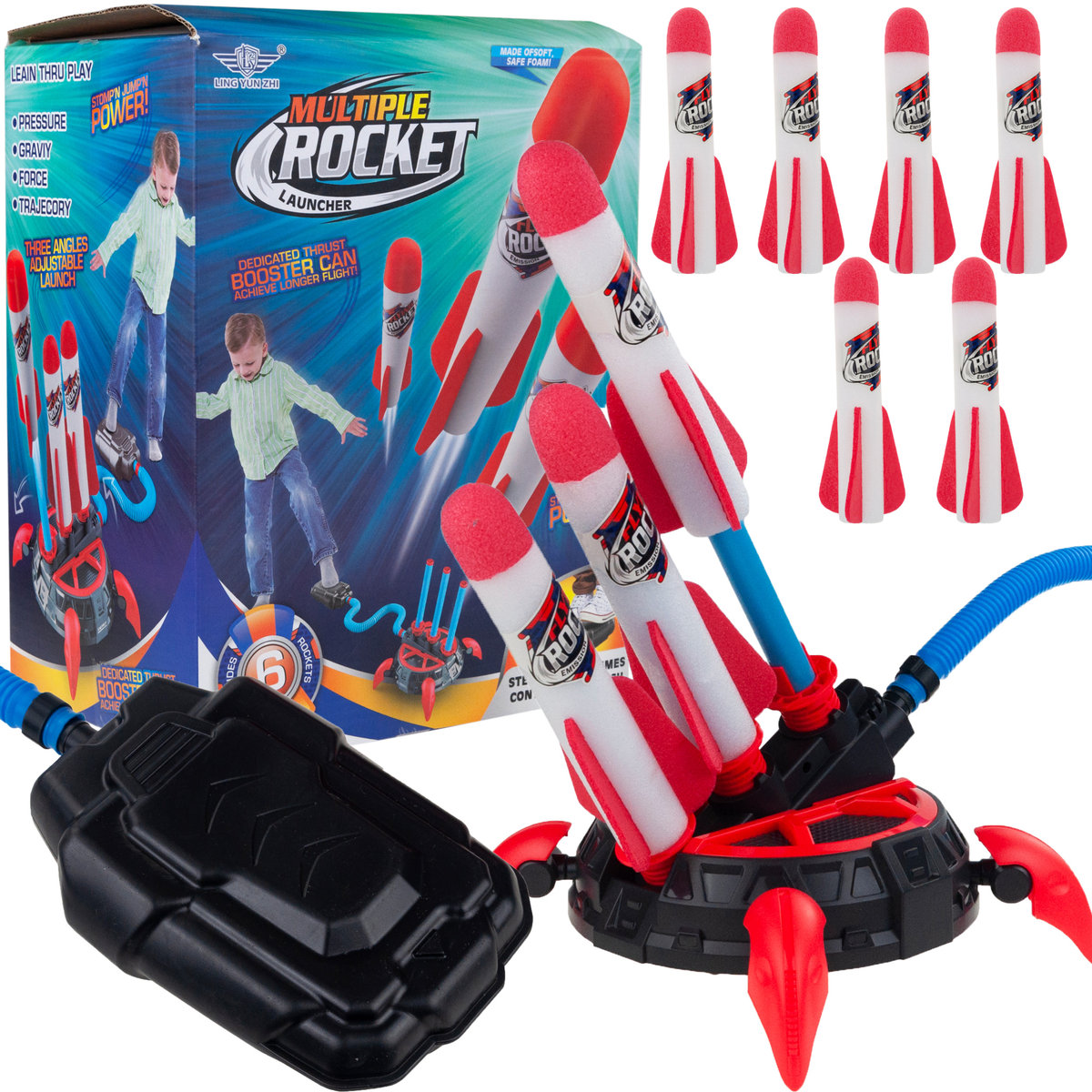 RAKIETA ZABAWKOWA WYRZUTNIA RAKIET PIANKOWYCH Z POMPKĄ DLA DZIECI