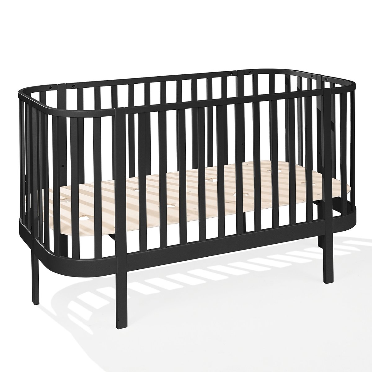 ATB Meble - Grand Czarne Łóżeczko Drewniane 2w1 140x70 Dziecięce