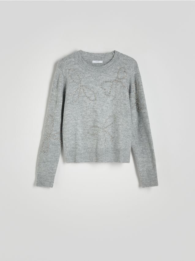 Reserved - Sweter z aplikacjami - jasnoszary