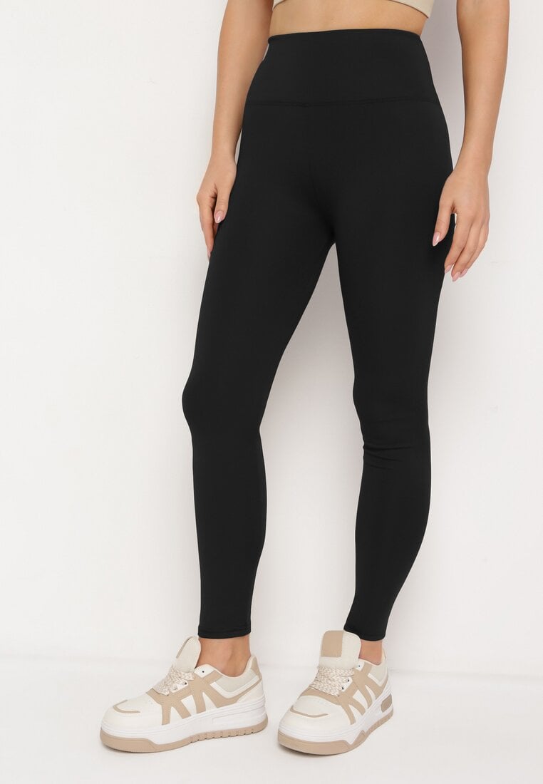 Czarne Legginsy Sportowe z Wysokim Stanem Pierra
