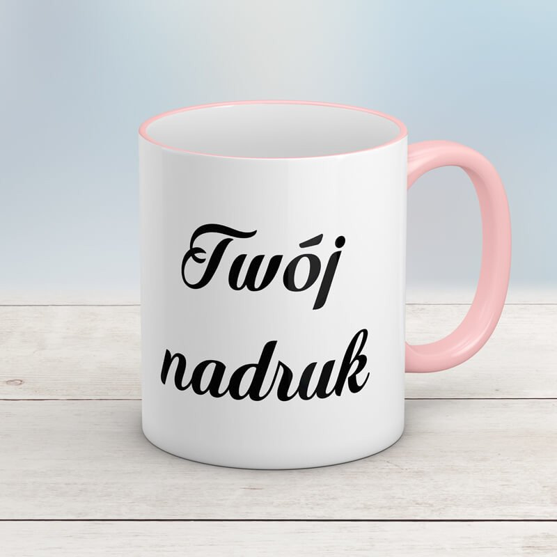Kubek CLASSIC różowym uszkiem z Twoim nadrukiem