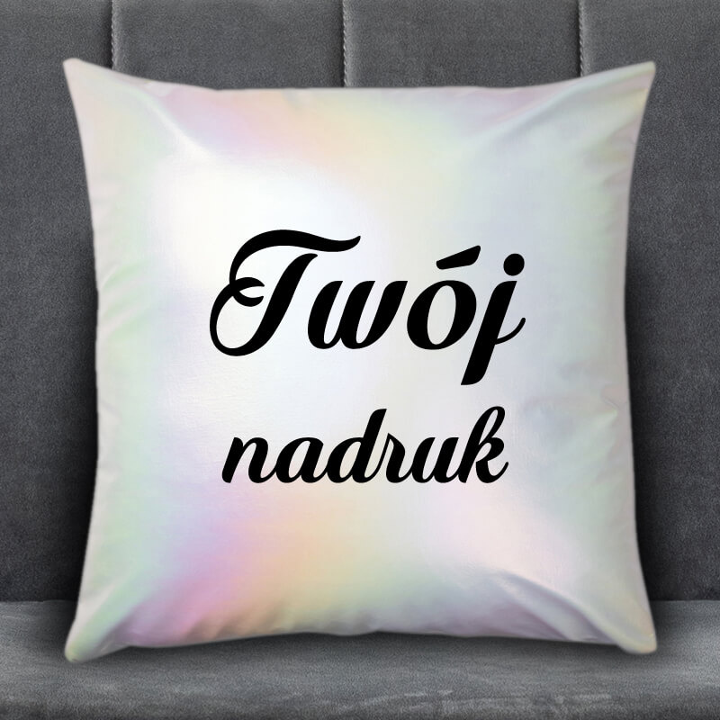 Biała poduszka z efektem Holo z Twoim nadrukiem