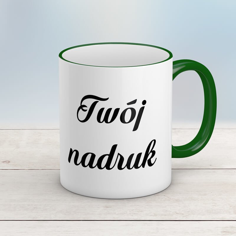 Kubek CLASSIC zielonym uszkiem z Twoim nadrukiem
