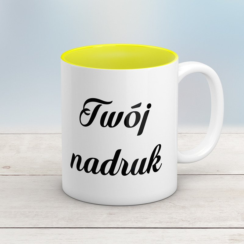Kubek CLASSIC z żółtym wnętrzem z Twoim nadrukiem
