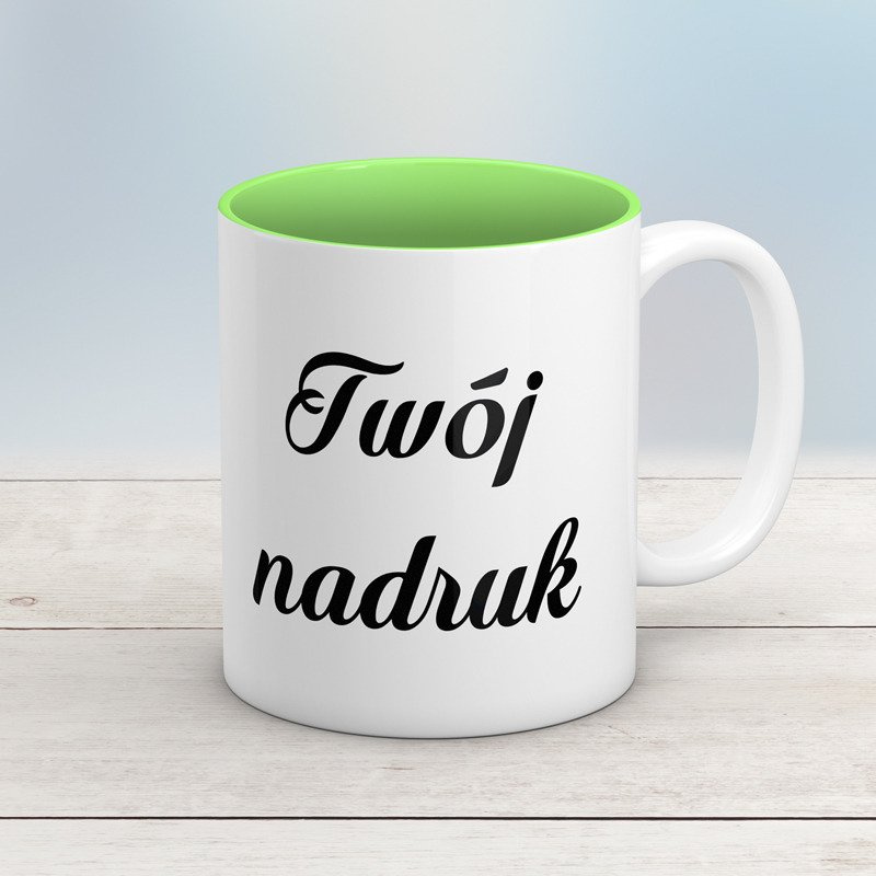 Kubek CLASSIC z jasnozielonym wnętrzem z Twoim nadrukiem