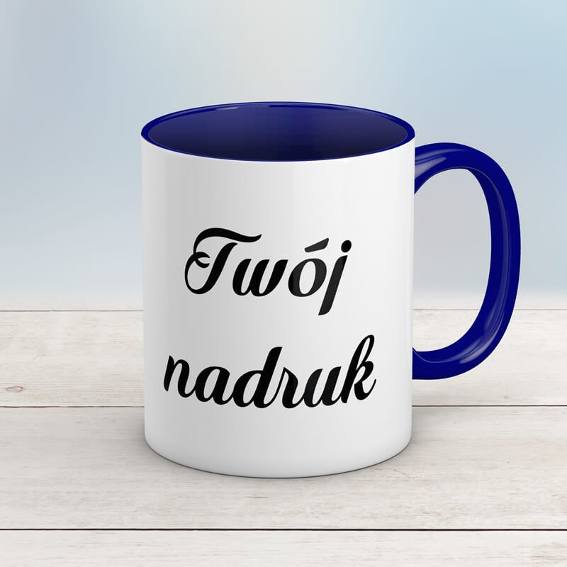 Kubek CLASSIC z granatowym wnętrzem i uszkiem z Twoim nadrukiem
