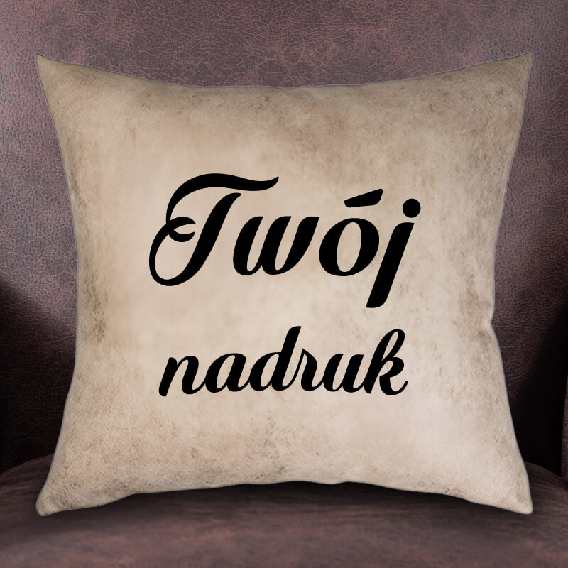 Brązowa poduszka Leathaire z Twoim nadrukiem