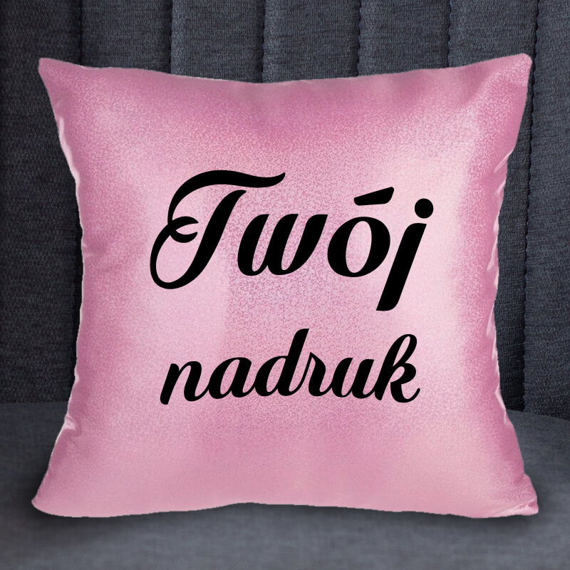 Brokatowa poduszka z Twoim nadrukiem - różowa