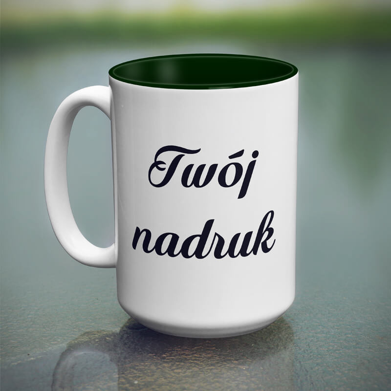 Duży kubek XXL z zielonym wnętrzem z Twoim nadrukiem
