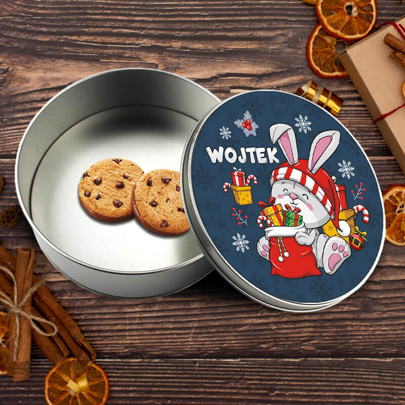 Metalowe pudełko na świąteczne słodycze z imieniem - Zajączek