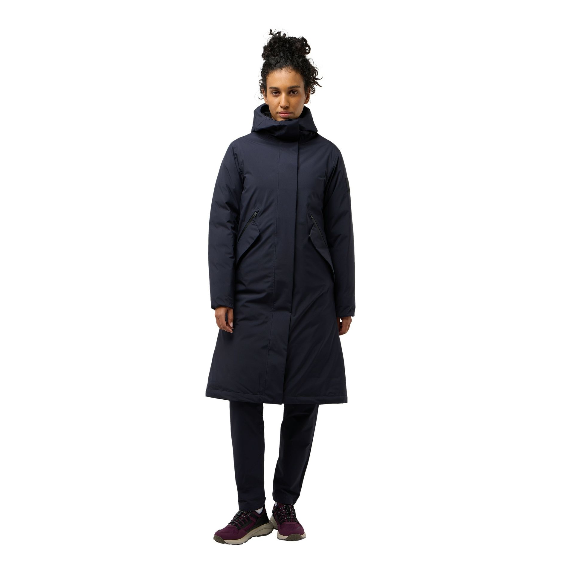 Damski płaszcz puchowy Jack Wolfskin BRANDENBURGER COAT W dark navy - XS