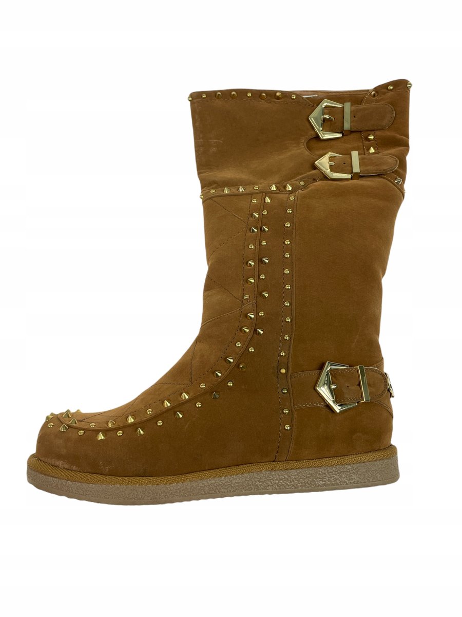 Brązowe zamszowe kozaki płaskie ALBA 36,5