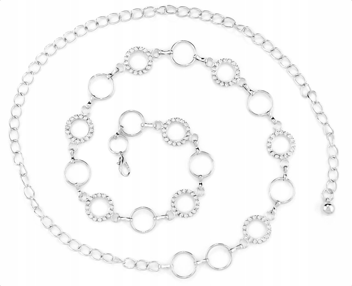 Ozdobny Pasek Damski Do Sukienki Metalowy Łańcuszek Elegancki Srebrny