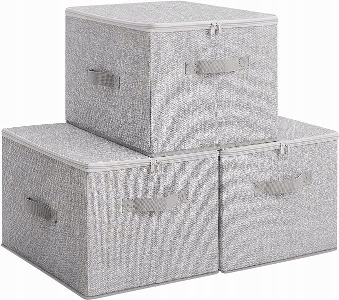 ORGANIZERY PUDEŁKA POJEMNIKI DO PRZECHOWYWANIA 3 SZTUKI SONGMICS SZARE