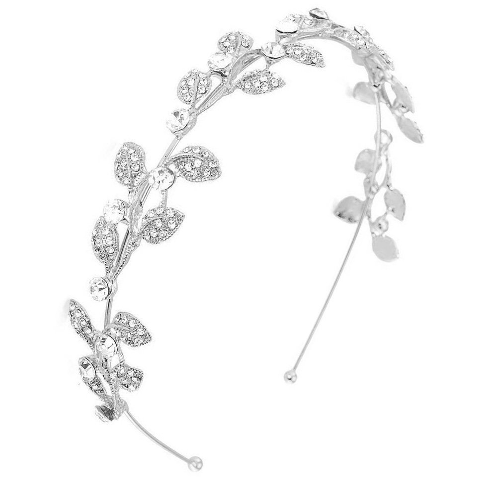 OPASKA DO WŁOSÓW damska ślubna LISTKI srebrna CYRKONIE ślub