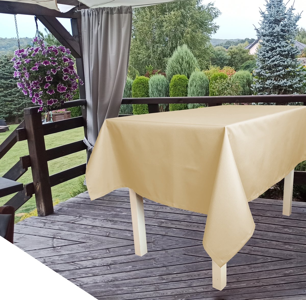 Obrus ogrodowy plamoodporny beż jasny 150x250