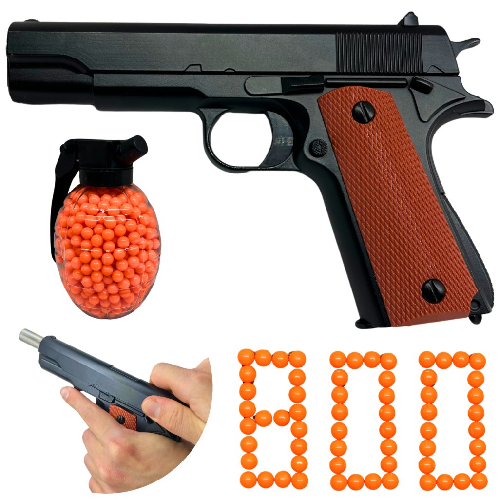 PISTOLET NA KULKI PLASTIKOWE METALOWY COLT 1911 IMITACJA BRONI + 500 NABOI