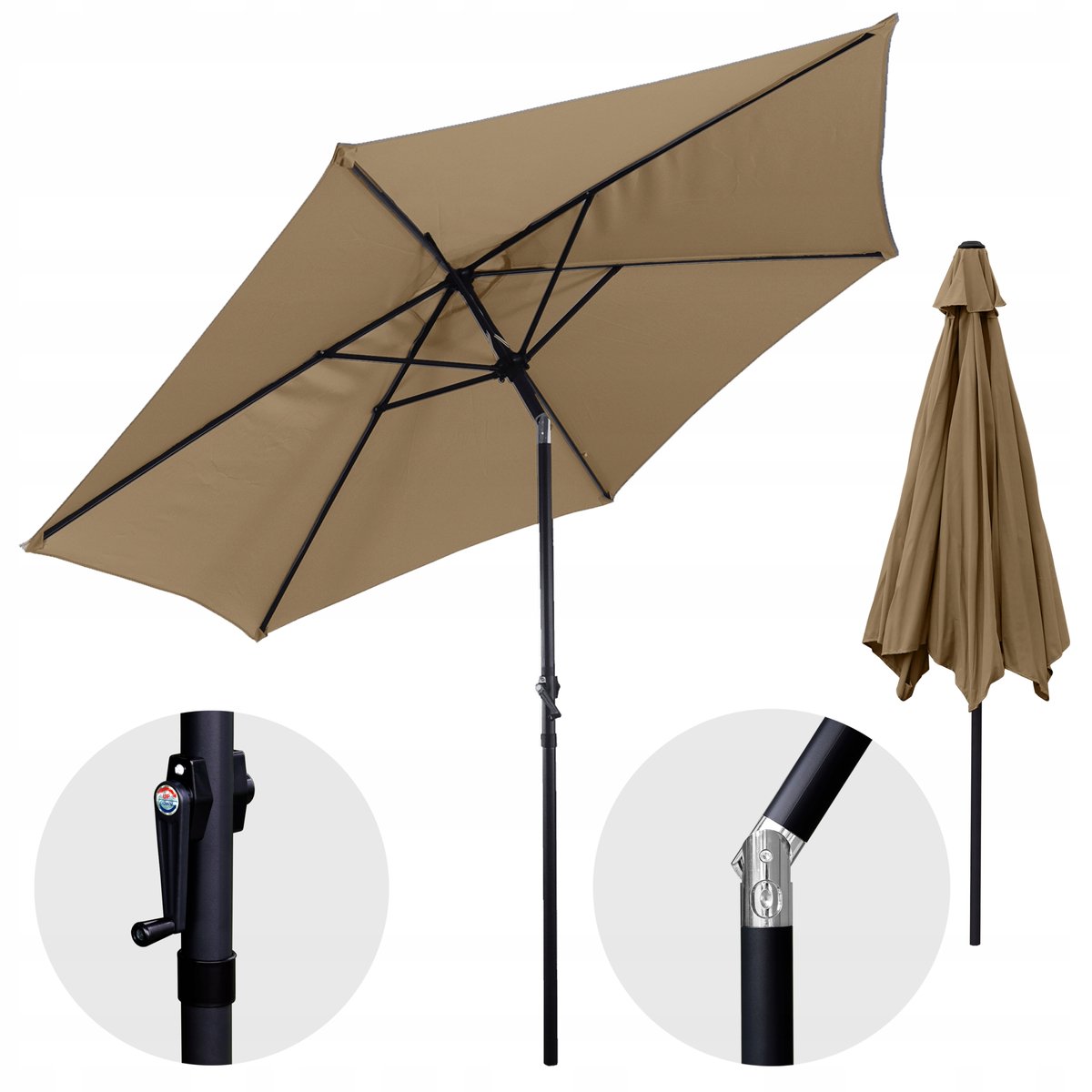 PARASOL OGRODOWY DUŻY SOLIDNY SKŁADANY 300CM REGULOWANY ŁAMANY SOLIDNY UV