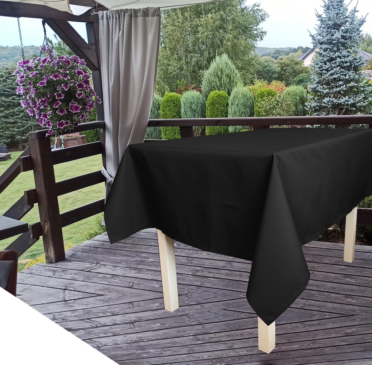 Obrus ogrodowy wodoodporny czarny 150x350