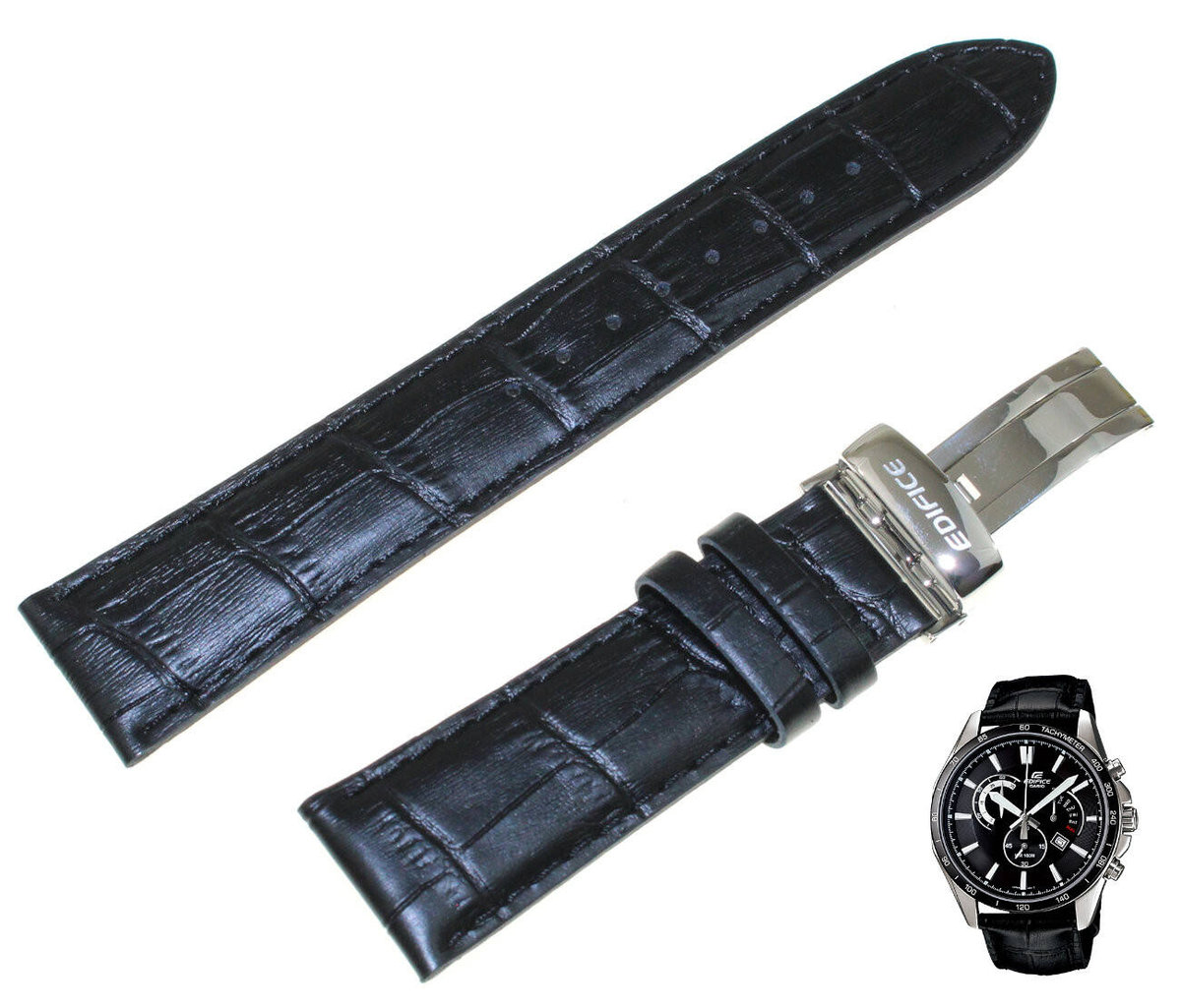 Skórzany pasek do zegarka Casio EFR-510L 22 mm czarny