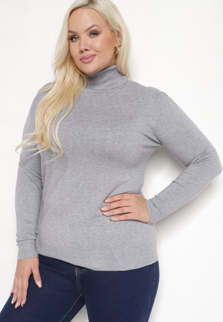 Szary Golf z Bawełną o Prostym Kroju Gemista