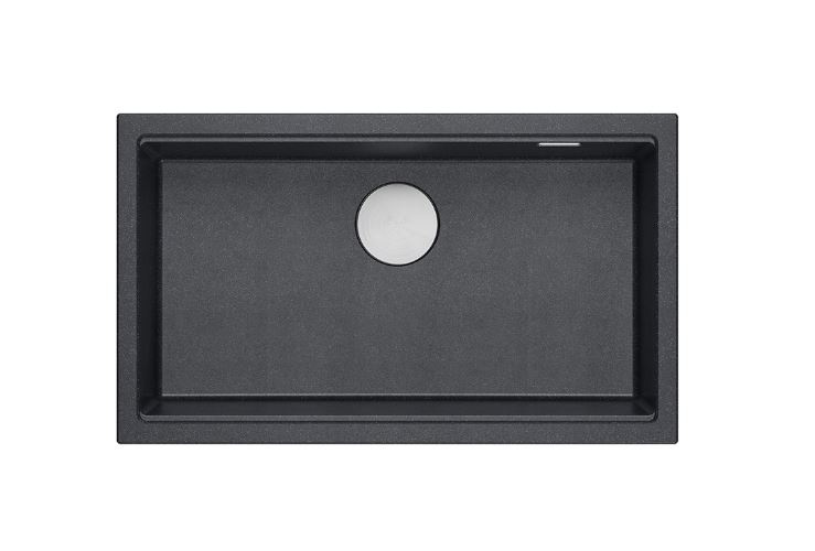 Quadron Logan 110 Zlewozmywak granitowy jednokomorowy 76x44 cm grafitowy/stal szczotkowana HQD7644U8_BS_I