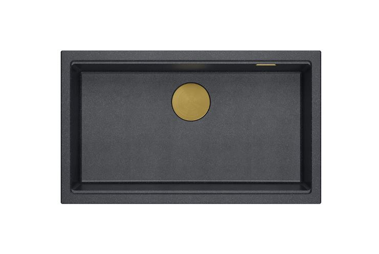 Quadron Logan 110 Zlewozmywak granitowy jednokomorowy 76x44 cm grafitowy/złoty HQD7644U8_PVDG1_I