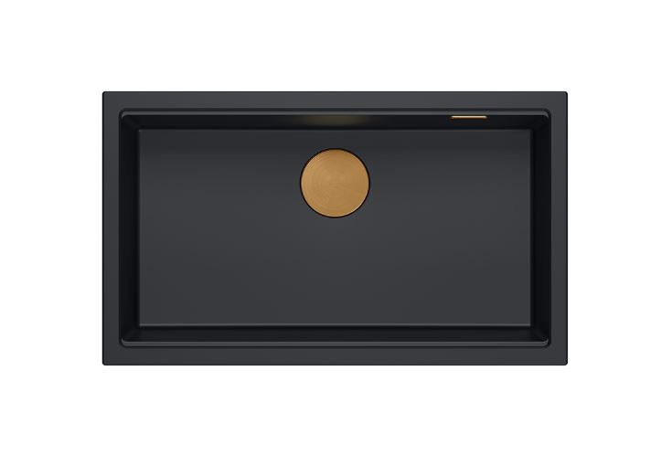 Quadron Logan 110 Zlewozmywak granitowy jednokomorowy 76x44 cm czarny mat/miedziany HQD7644U7_PVDC1_I