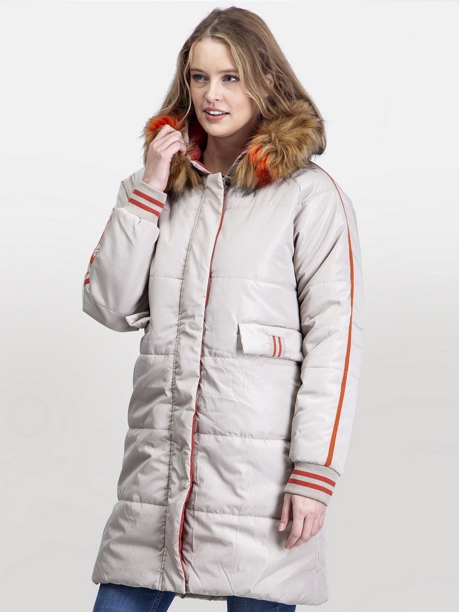 Długa sportowa kurtka damska z kapturem Beżowy 3XL