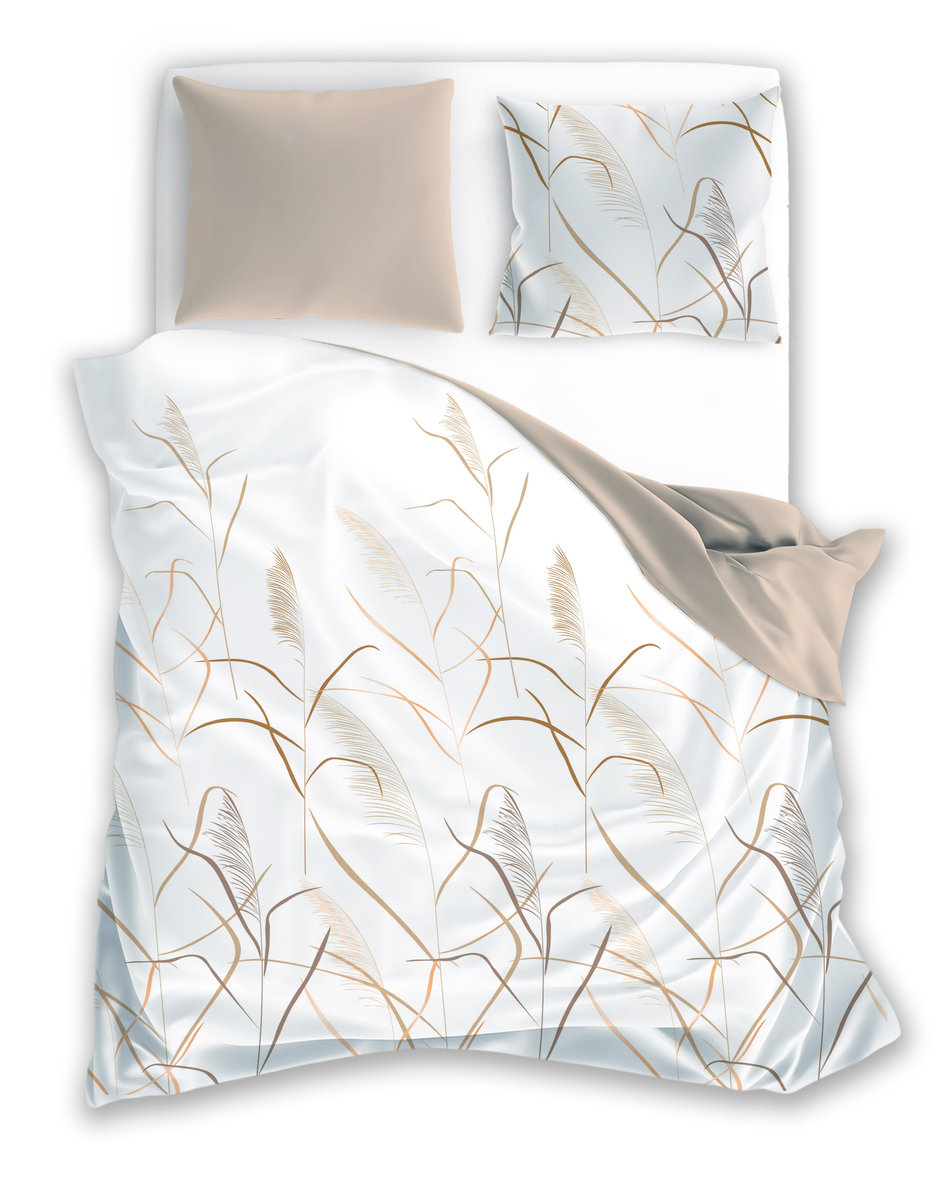 FARO Pościel satyna bawełniana premium 160x200+2x70x80 cm Boho Trawy